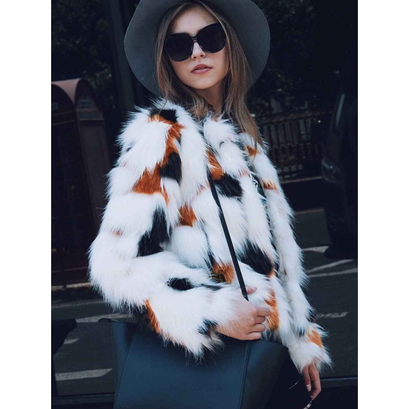 Color Block Single Thick Round Neck Jacket