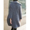 Teddy Fur Flocking Notched Lapel Plain Long Sleeve Overcoat
