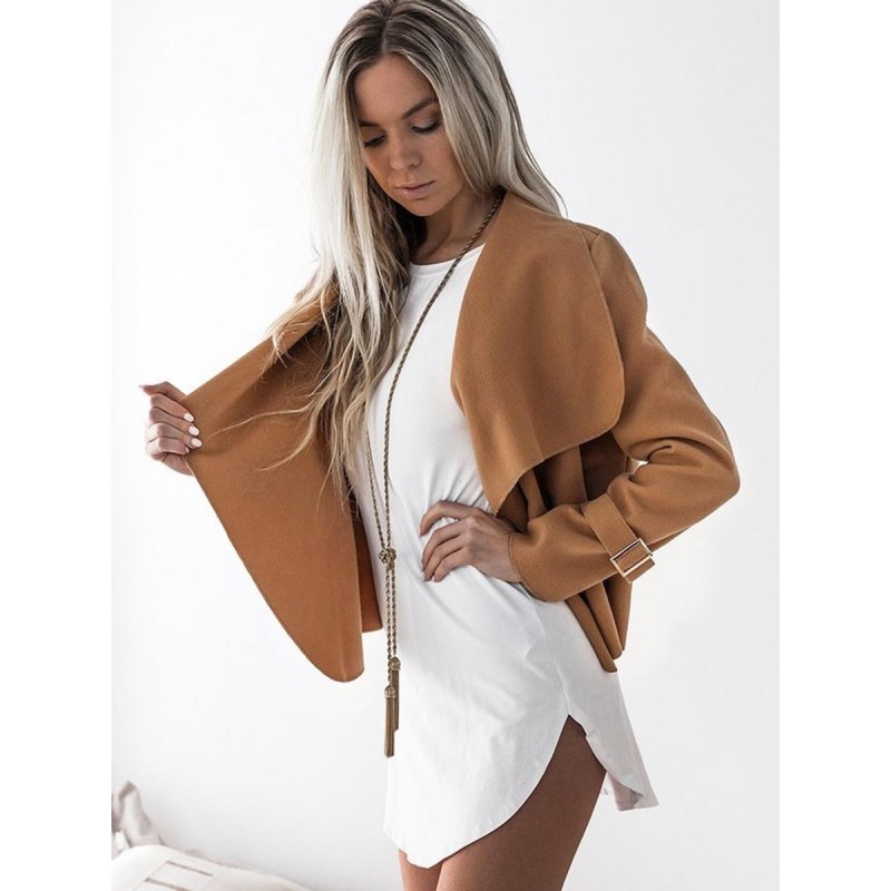 Asymmetric Lapel Loose Plain Jacket