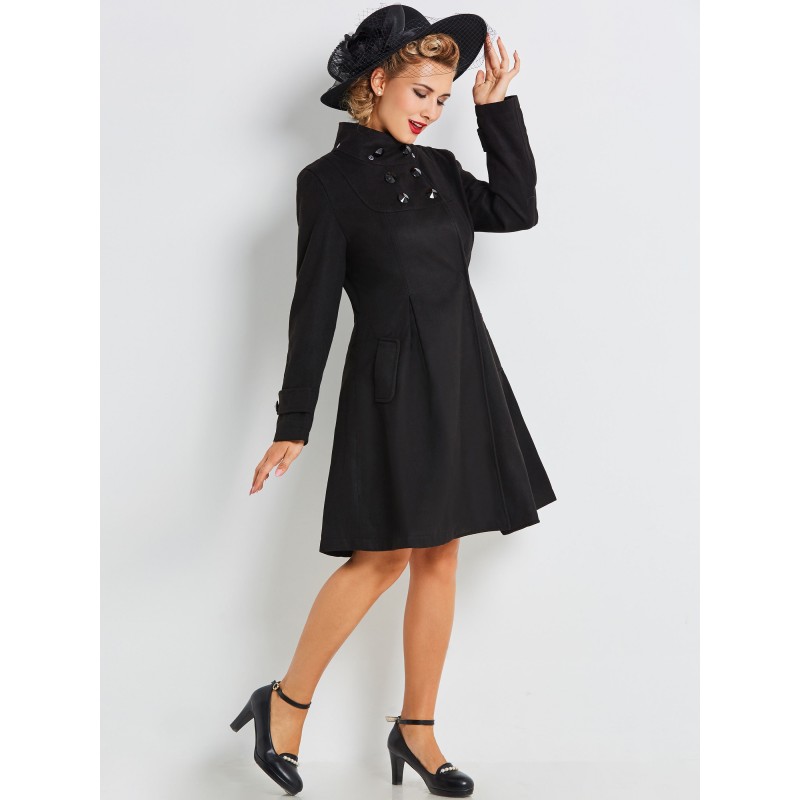 Double-Breasted Loose Pocket Solid Trench Coat