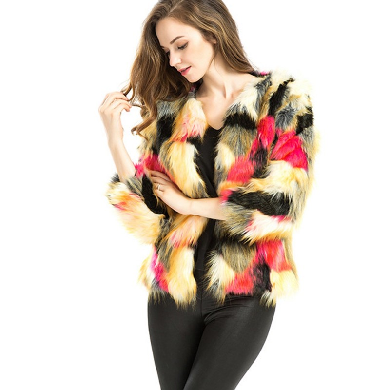 Colorful Flocking Thick Short Jacket