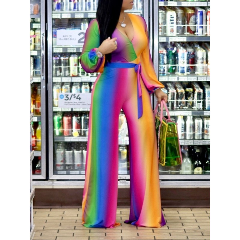 Color Block Wide Leg Jumpsuit