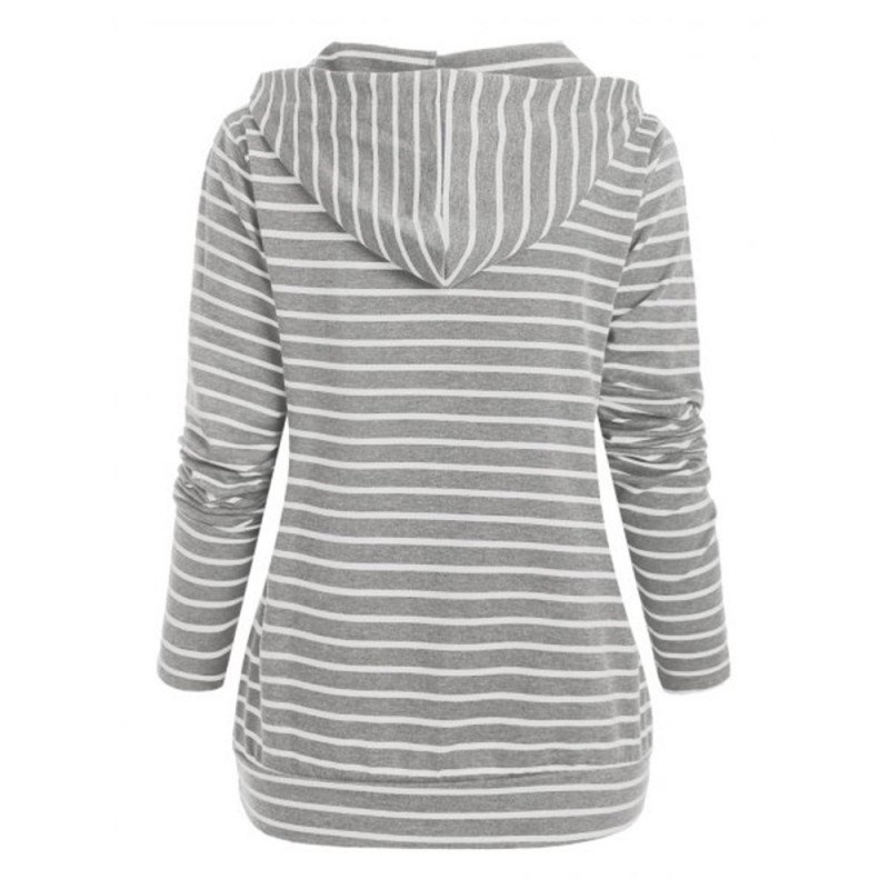 Long Sleeve Patchwork Striped Pullover Hoodie