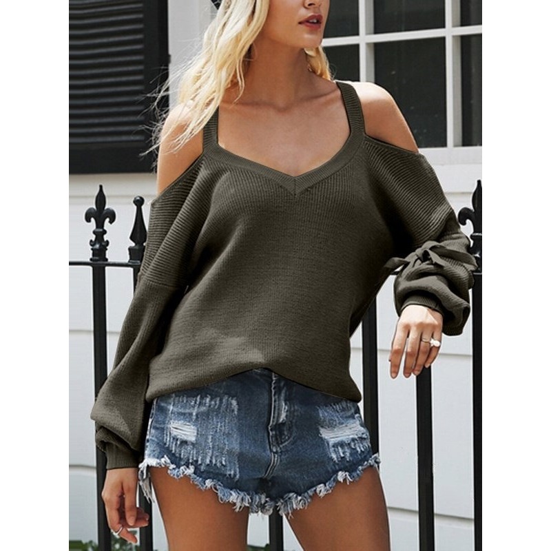 Standard Long Sleeve Hollow Backless Sweaters