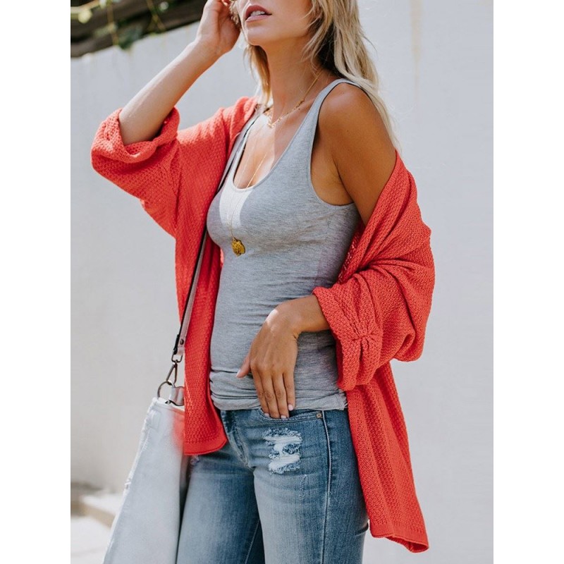 Pure Color Bat Sleeve Loose Knitwear
